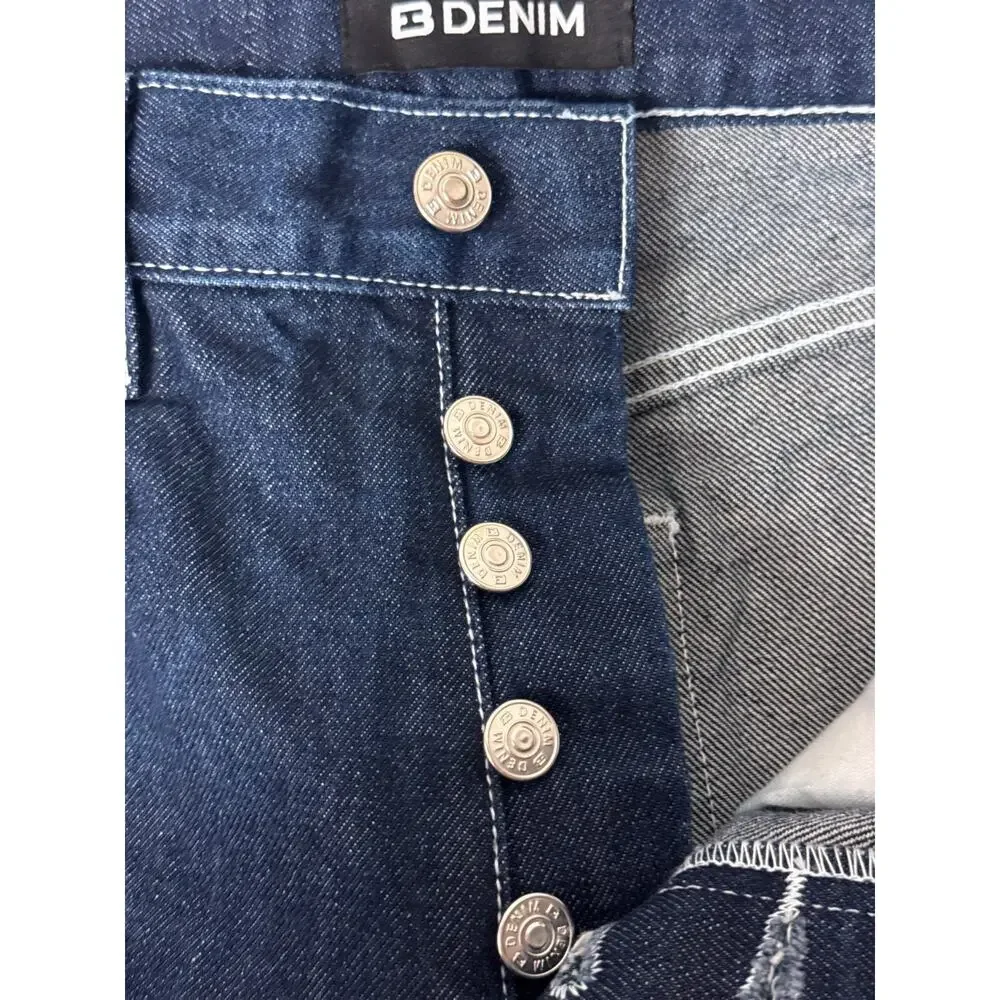 EB Denim High Rise Straight Jeans 25 Womens Midnight Dark Wash